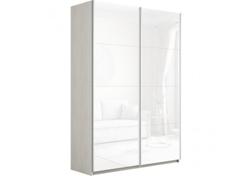 Шкаф-купе Прайм 2-х дверный (Белое стекло) ясень Анкор светлый