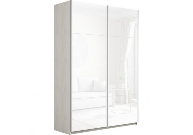 Шкаф-купе Прайм 2-х дверный (Белое стекло) ясень Анкор светлый