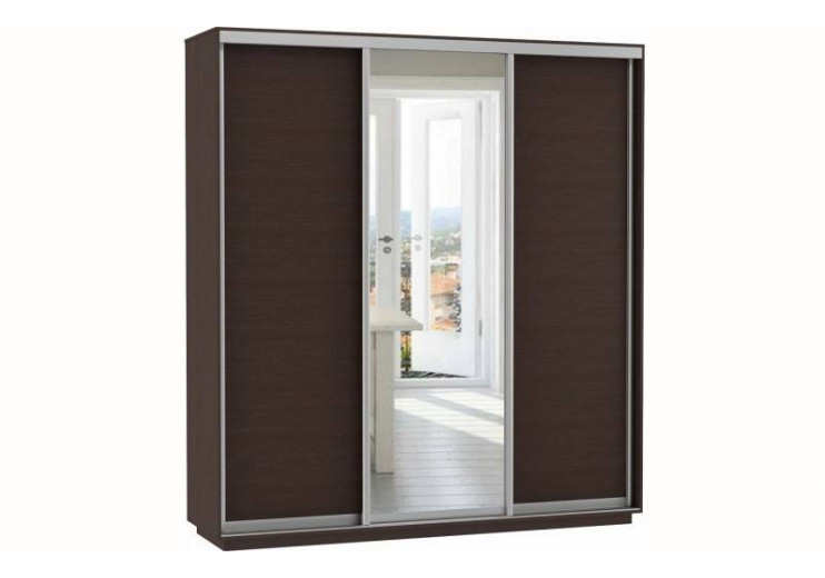 Шкаф купе 3 двери (венге, профиль серебро)