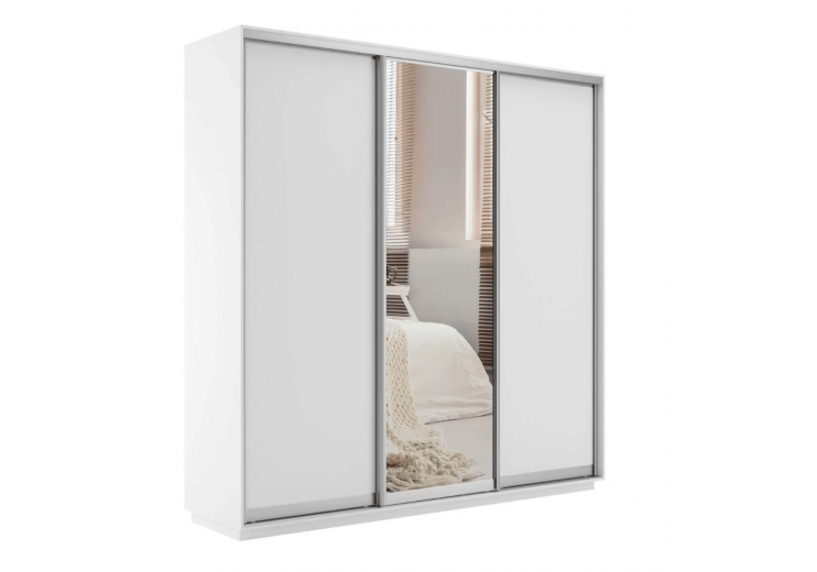 Шкаф купе 3 двери (белый, профиль серебро)